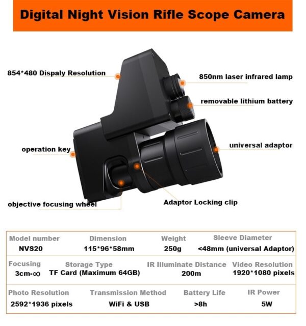 Visor nocturno Scopemate NVS20 IR 850nm - Imagen 6